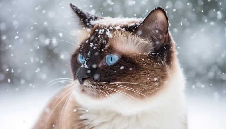 Siamese-cat-snowing