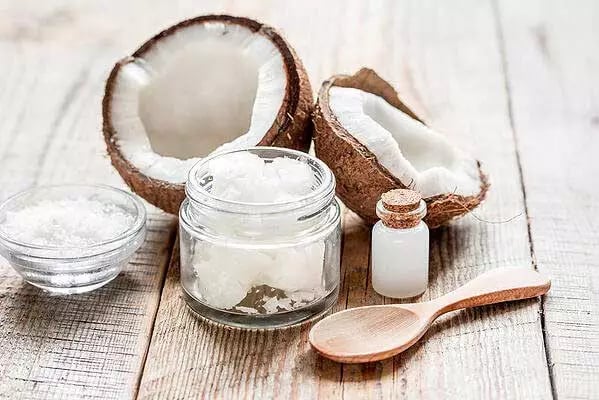 coconut oil on wood table